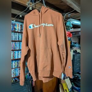 Champion Sweater Mens 2XL Brown  Orange Casual Hoodie Pullover Sweatshirt
